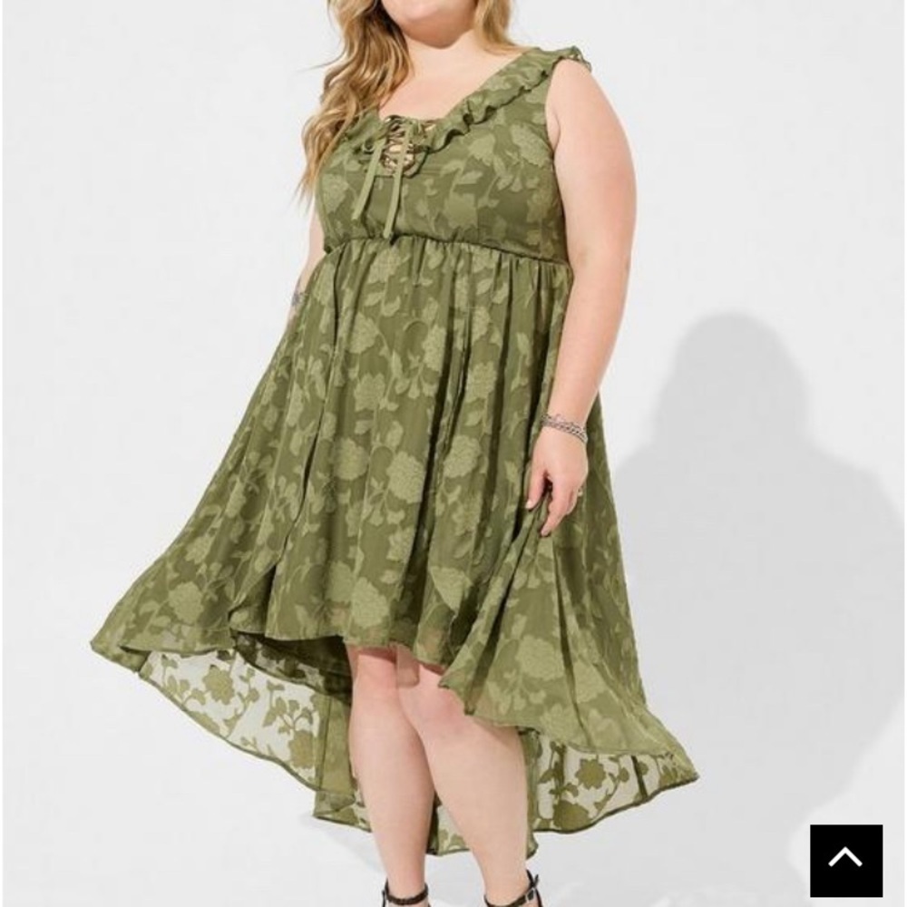 Retired! Festi Stretch Lace Hi Lo Lace Up Maxi Dress